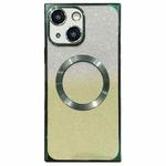 For iPhone 14 Plus Square Gradient Magsafe Electroplating TPU Phone Case(Green)
