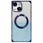 For iPhone 14 Square Gradient Magsafe Electroplating TPU Phone Case(Blue)