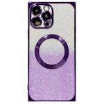 For iPhone 14 Pro Square Gradient Magsafe Electroplating TPU Phone Case(Purple)