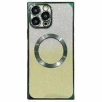 For iPhone 14 Pro Max Square Gradient Magsafe Electroplating TPU Phone Case(Green)