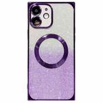 For iPhone 12 Square Gradient Magsafe Electroplating TPU Phone Case(Purple)