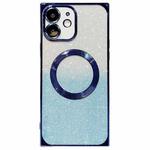 For iPhone 12 Square Gradient Magsafe Electroplating TPU Phone Case(Blue)