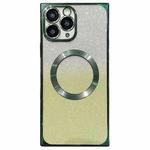 For iPhone 11 Pro Max Square Gradient Magsafe Electroplating TPU Phone Case(Green)