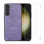 For Samsung Galaxy S23+ 5G ENKAY Retro Leather Skin PC Phone Case with 0.18mm Glass Film(Purple)