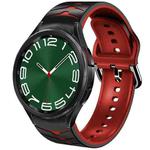 For Samsung Galaxy Watch 6 Classic 47mm Curved Texture Silicone Watch Band(Black+Red)