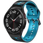 For Samsung Galaxy Watch 6 Classic 43mm Curved Texture Silicone Watch Band(Black+Blue)