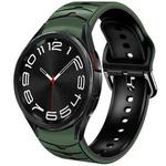 For Samsung Galaxy Watch 6 Classic 43mm Curved Texture Silicone Watch Band(Army Green+Black)