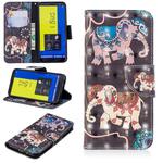 3D Colored Drawing Pattern Horizontal Flip Leather Case for Galaxy J6, with Holder & Card Slots & Wallet(Two Elephants)