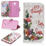 3D Colored Drawing Pattern Horizontal Flip Leather Case for Galaxy J4, with Holder & Card Slots & Wallet(English Flamingo)
