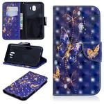 3D Colored Drawing Pattern Horizontal Flip Leather Case for Galaxy J4, with Holder & Card Slots & Wallet(Purple Butterfly)