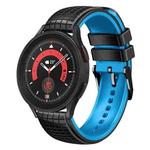 For Samsung Galaxy Watch 5 / 5 Pro 20mm Mesh Two Color Silicone Watch Band(Black Sky Blue)