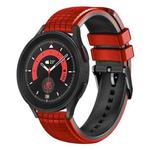 For Samsung Galaxy Watch 5 / 5 Pro 20mm Mesh Two Color Silicone Watch Band(Red Black)