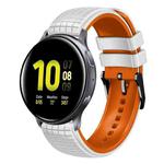 For Samsung Galaxy Watch Active 2 20mm Mesh Two Color Silicone Watch Band(White Orange)