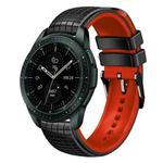 For Samsung Galaxy Watch 42mm 20mm Mesh Two Color Silicone Watch Band(Black Red)