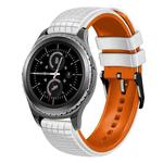 For Samsung Watch Gear S2 Classic 20mm Mesh Two Color Silicone Watch Band(White Orange)