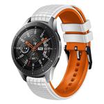 For Samsung Galaxy Watch 46mm 22mm Mesh Two Color Silicone Watch Band(White Orange)