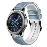 For Samsung Watch Gear S3 Classic 22mm Mesh Two Color Silicone Watch Band(Blue White)
