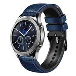 For Samsung Watch Gear S3 Classic 22mm Mesh Two Color Silicone Watch Band(Dark Blue Black)