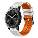 For Samsung Watch Gear S3 Frontier 22mm Mesh Two Color Silicone Watch Band(White Orange)