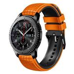 For Samsung Watch Gear S3 Frontier 22mm Mesh Two Color Silicone Watch Band(Army Green Black)