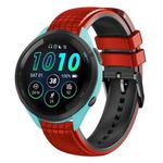 For Garmin Forerunner265 Music 22mm Mesh Two Color Silicone Watch Band(Black Red)