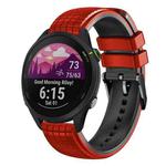 For Garmin Forerunner 255 Music 22mm Mesh Two Color Silicone Watch Band(Black Red)