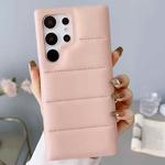 For Samsung Galaxy S22 Ultra 5G Down Jacket Airbag Shockproof Phone Case(Rose Gold)