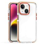 For iPhone 15 Plus Two-color TPU Transparent PC Shockproof Phone Case(Orange)