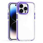 For iPhone 15 Pro Max Two-color TPU Transparent PC Shockproof Phone Case(Purple)