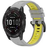 For Garmin Fenix 7X Sports Two-Color Quick Release Silicone Watch Band(Gray+Yellow)