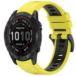 For Garmin Fenix 7X Sports Two-Color Quick Release Silicone Watch Band(Yellow+Black)