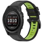 For Garmin Tactix 7 Sports Two-Color Quick Release Silicone Watch Band(Black+Green)