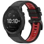 For Garmin Tactix Delta Sports Two-Color Quick Release Silicone Watch Band(Black+Red)