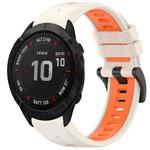 For Garmin Fenix 6X GPS Sports Two-Color Quick Release Silicone Watch Band(Starlight+Orange)