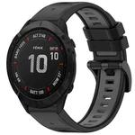 For Garmin Fenix 6X GPS Sports Two-Color Quick Release Silicone Watch Band(Black+Gray)