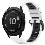 For Garmin Fenix 6X Pro Sports Two-Color Quick Release Silicone Watch Band(White+Black)