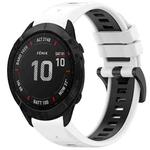 For Garmin Fenix 6X Sapphire GPS Sports Two-Color Quick Release Silicone Watch Band(White+Black)