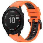 For Garmin Fenix 6X Sapphire GPS Sports Two-Color Quick Release Silicone Watch Band(Orange+Black)