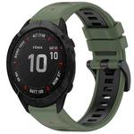 For Garmin Fenix 6X Sapphire GPS Sports Two-Color Quick Release Silicone Watch Band(Olive Green+Black)