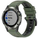 For Garmin Fenix 5X Sapphire / GPS / Plus Sports Two-Color Quick Release Silicone Watch Band(Olive Green+Black)