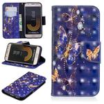 3D Colored Drawing Pattern Horizontal Flip Leather Case for Galaxy J330, with Holder & Card Slots & Wallet(Purple Butterfly)
