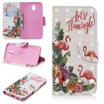 3D Colored Drawing Pattern Horizontal Flip Leather Case for Galaxy J530, with Holder & Card Slots & Wallet(English Flamingo)