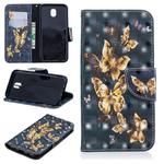 3D Colored Drawing Pattern Horizontal Flip Leather Case for Galaxy J530, with Holder & Card Slots & Wallet(Black Background Butterfly)