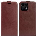 For Motorola Moto X40 Pro R64 Texture Single Vertical Flip Leather Phone Case(Brown)