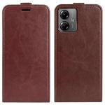 For Motorola Moto G14 R64 Texture Single Vertical Flip Leather Phone Case(Brown)