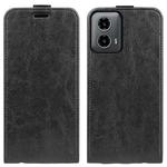 For Motorola Moto G34 R64 Texture Single Vertical Flip Leather Phone Case(Black)