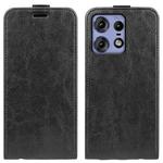 For Motorola Edge 50 Pro R64 Texture Single Vertical Flip Leather Phone Case(Black)