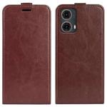 For Motorola Moto G85 5G R64 Texture Single Vertical Flip Leather Phone Case(Brown)