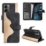 For Motolora Moto G14 Stitching Horizontal Flip Leather Phone Case(Black)