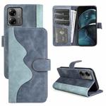 For Motolora Moto G14 Stitching Horizontal Flip Leather Phone Case(Blue)